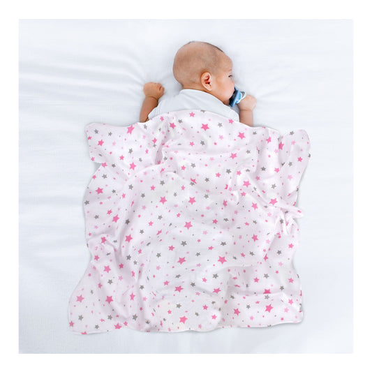 Sevi Bebe Printed Muslin Blanket 120x100 cm - Pink Star