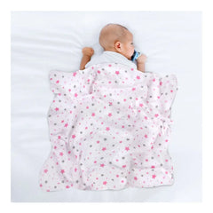 Sevi Bebe Printed Muslin Blanket 120x100 cm - Pink Star Sevi Bebe