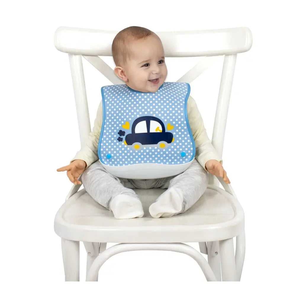 Sevi Bebe Bib With Plastic Pocket - Car (8-18 Months) Sevi Bebe