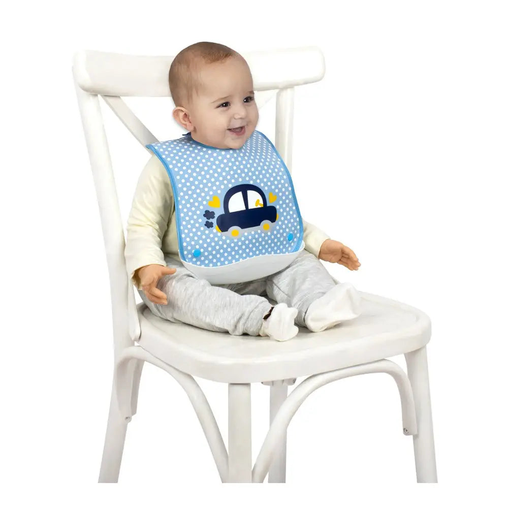 Sevi Bebe Bib With Plastic Pocket - Car (8-18 Months) Sevi Bebe