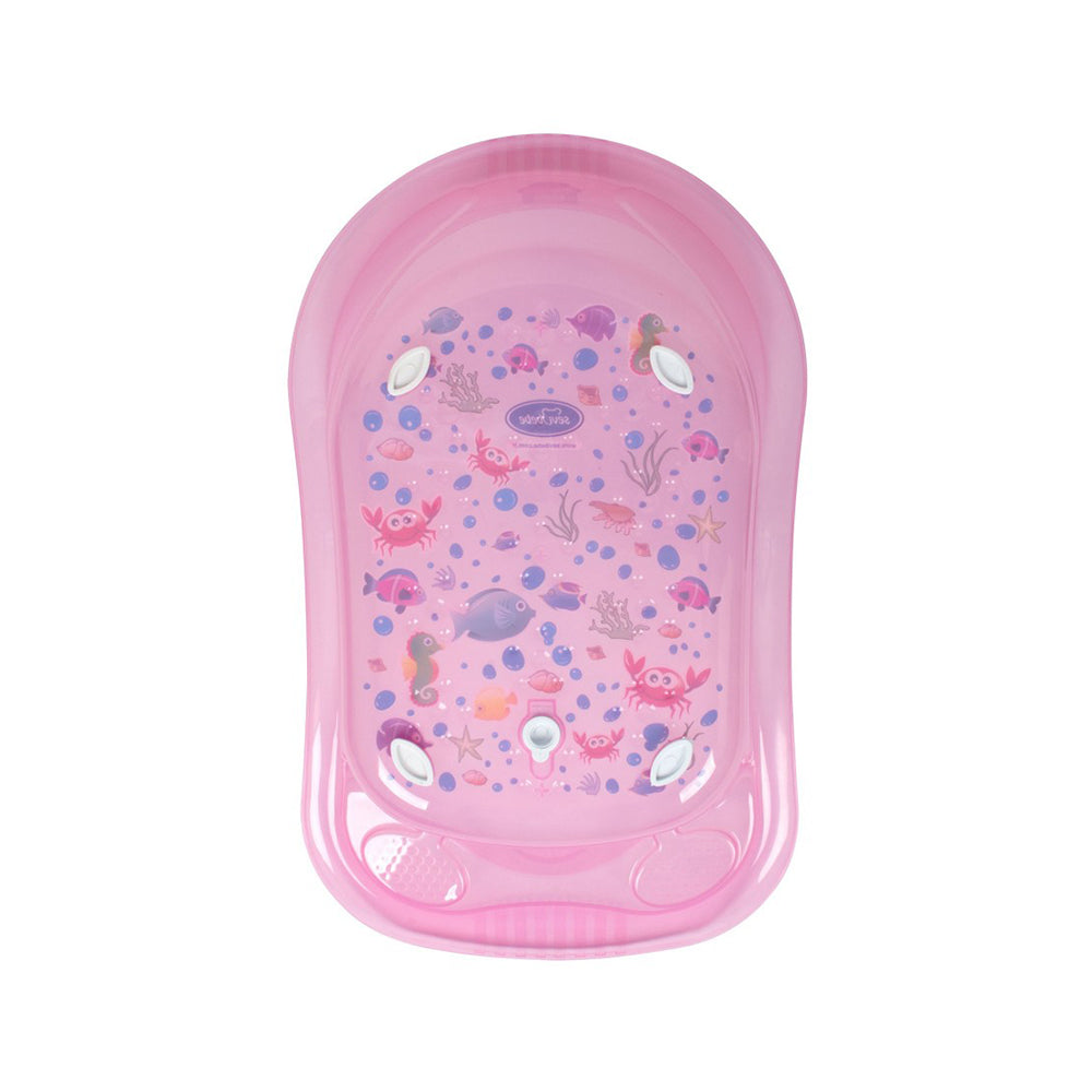 Sevi Bebe Patterned Transpared Baby Bathtub With Drain Plug - Pink Sevi Bebe