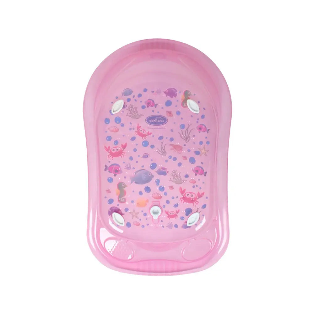 Sevi Bebe Patterned Transpared Baby Bathtub With Drain Plug - Pink Sevi Bebe