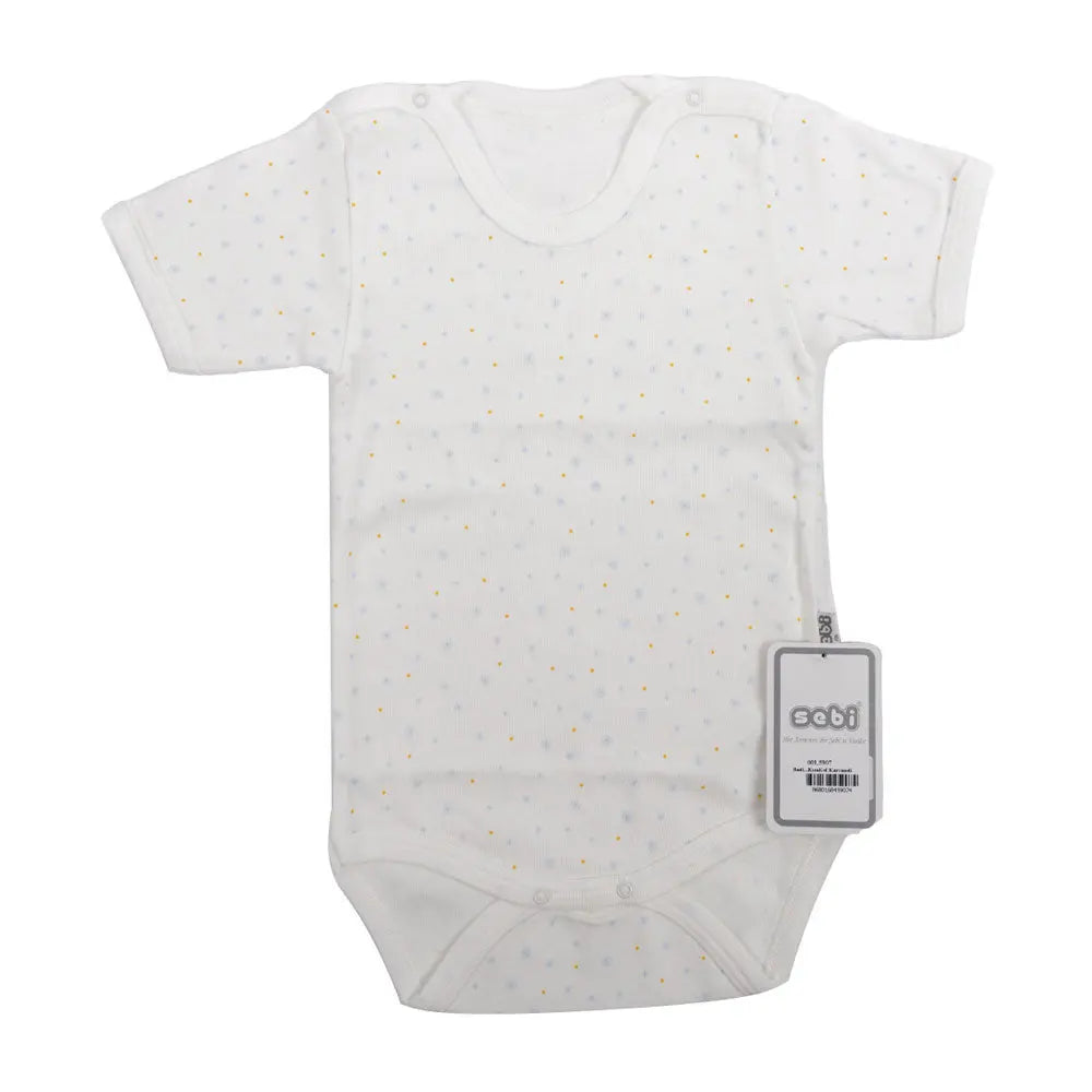Sebi-Cotton Short Sleeve BodySuit White with Blue Snowflake SEBI
