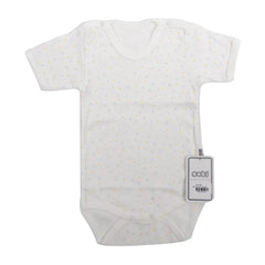 Sebi-Cotton Short Sleeve BodySuit White with Blue Snowflake SEBI