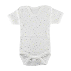 Sebi-Cotton Short Sleeve BodySuit White with Grey Snowflake SEBI