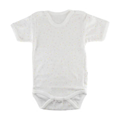 Sebi-Cotton Short Sleeve BodySuit White with Pink Snowflake SEBI