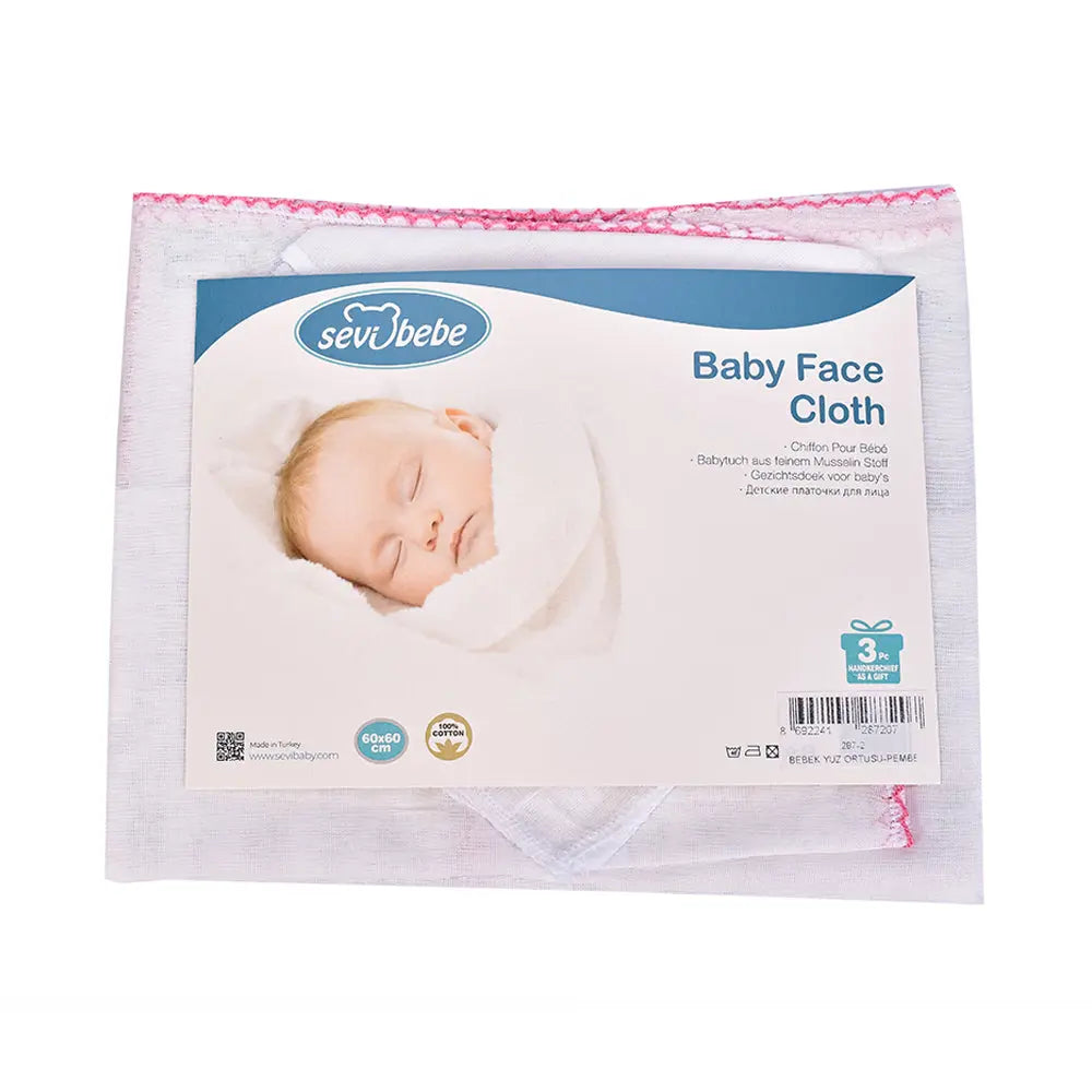 Sevi Bebe Baby Face Cloth - Pink (1 cloth + 3 handkerchiefs) Sevi Bebe