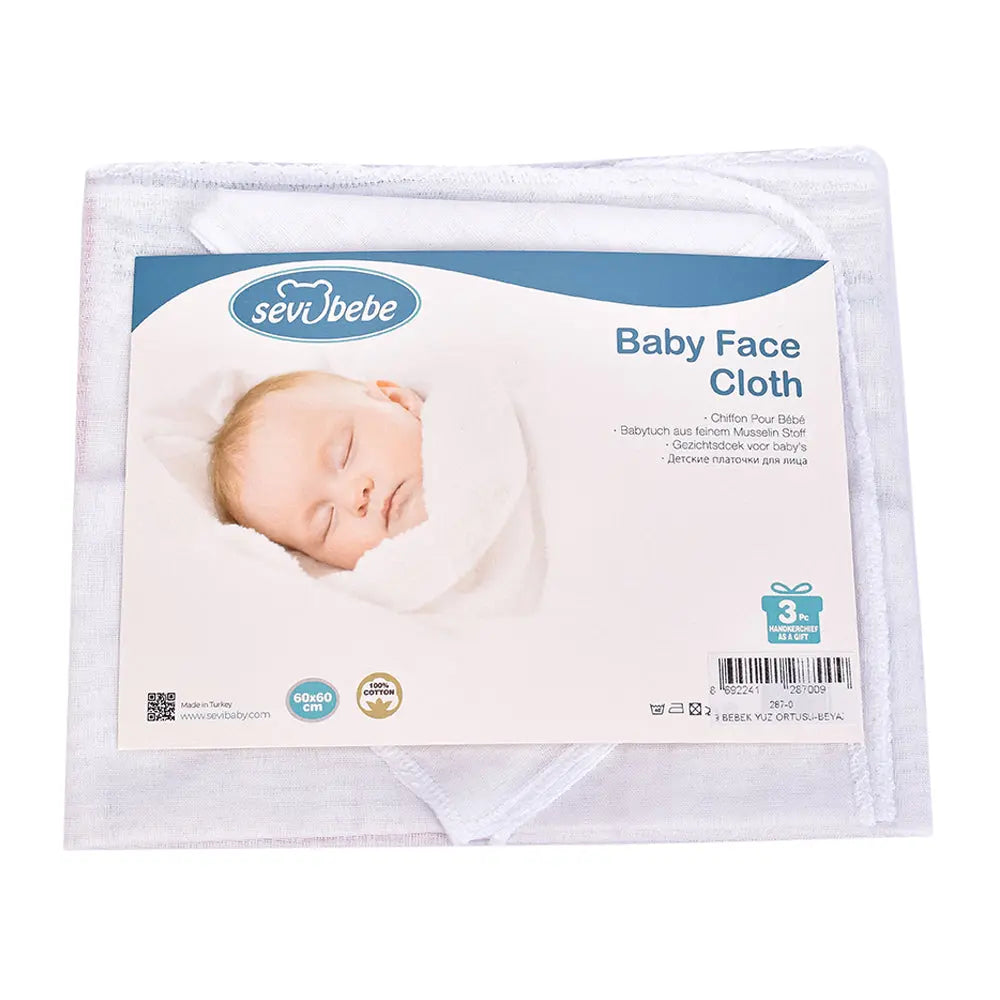 Sevi Bebe Baby Face Cloth - White (1 cloth + 3 handkerchiefs) Sevi Bebe
