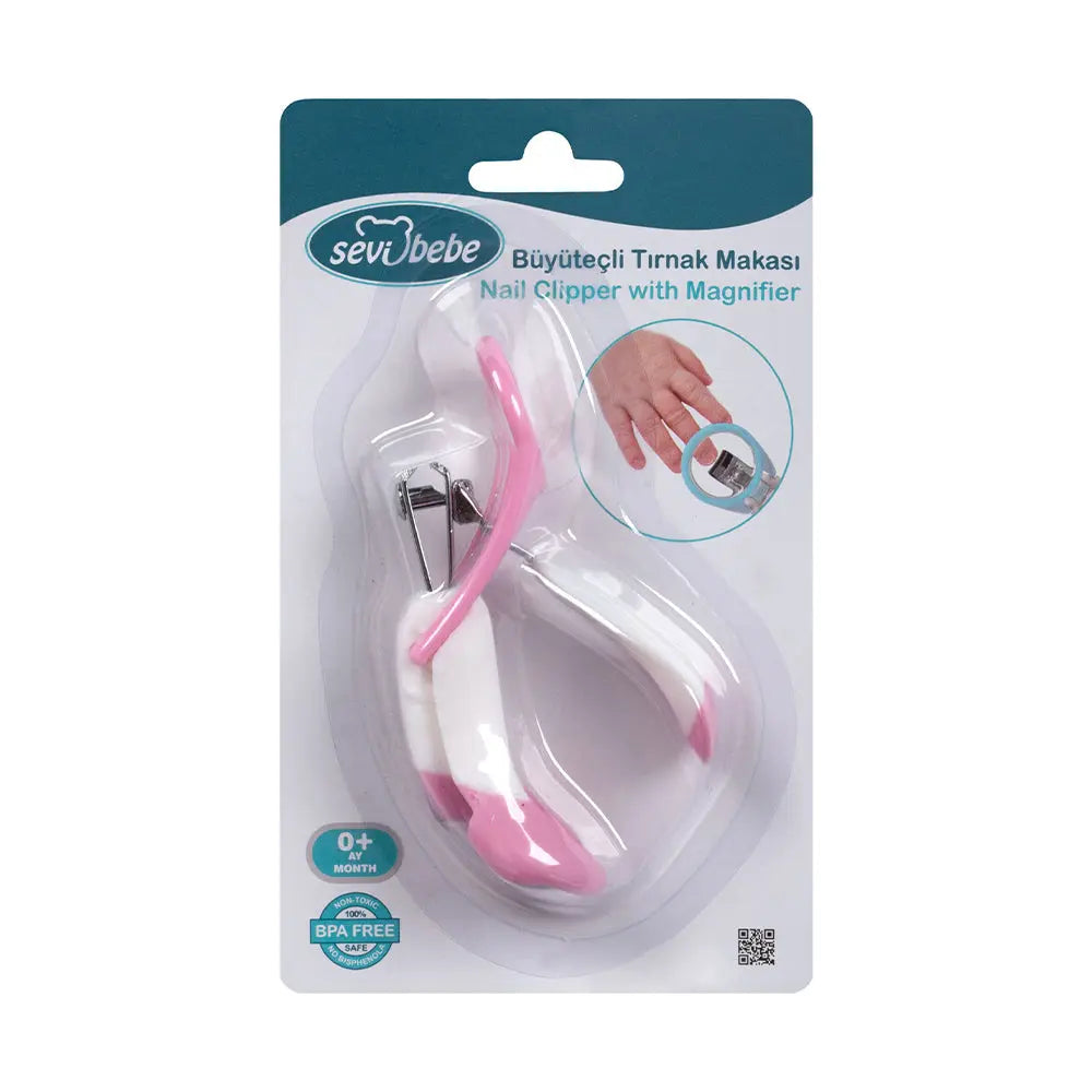 Sevi Bebe Baby Nail Clipper with Magnifier, Pink - 1 piece Sevi Bebe