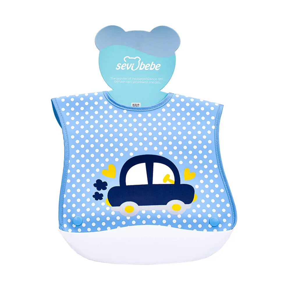 Sevi Bebe Bib With Plastic Pocket - Car (8-18 Months) Sevi Bebe