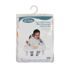 Sevi Bebe High Chair Cover With Disposable Sleeved Bib - Pack of 5 - Clouds