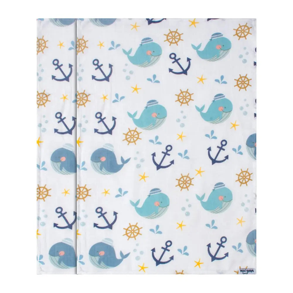 Sevi Bebe Printed Muslin Multi-Purpose Cover (2 Pcs) - Happy Dolphins Pattern Sevi Bebe
