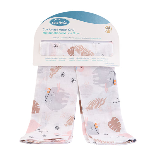 Sevi Bebe Printed Muslin Multi-Purpose Cover (2 Pcs) - Flamingo Pattern