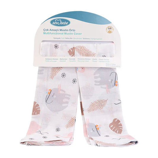 Sevi Bebe Printed Muslin Multi-Purpose Cover (2 Pcs) - Flamingo Pattern Sevi Bebe
