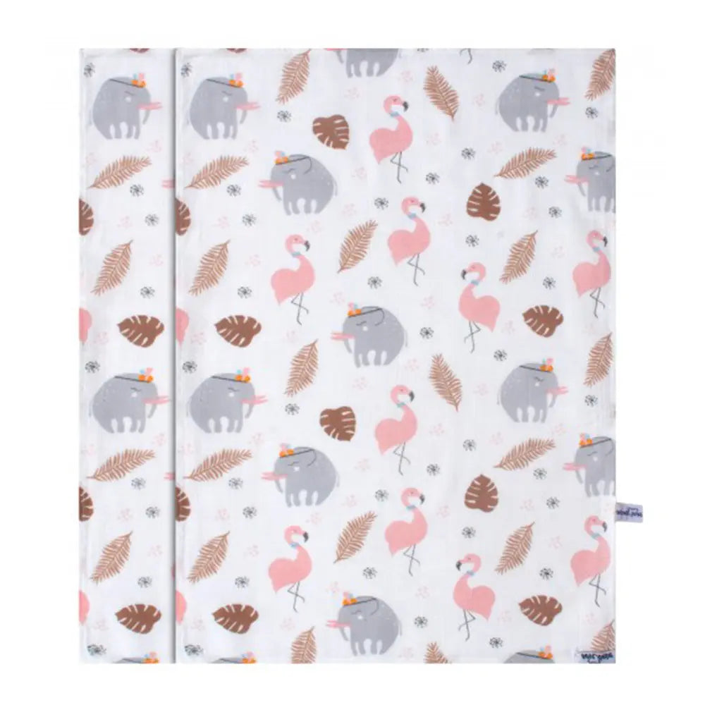 Sevi Bebe Printed Muslin Multi-Purpose Cover (2 Pcs) - Flamingo Pattern Sevi Bebe