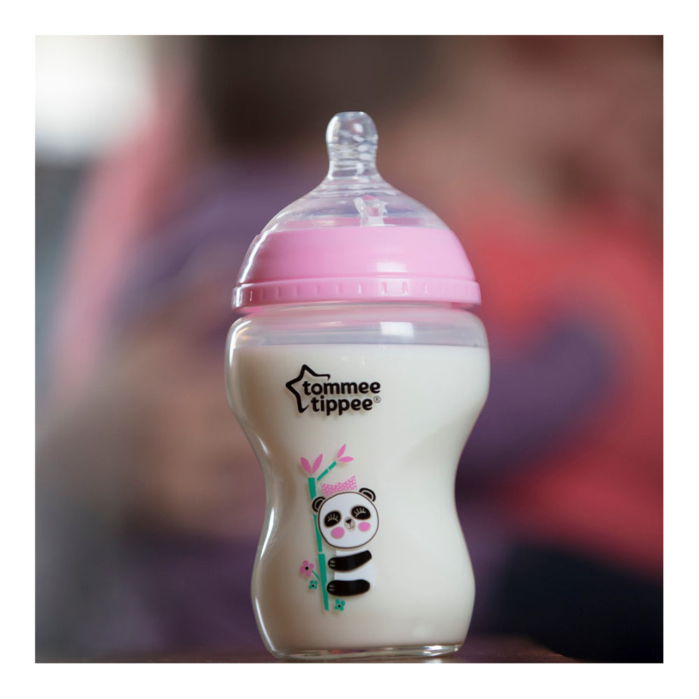 Tommee Tippee Baby Glass Bottle 250 ml - Pink Tommee Tippee