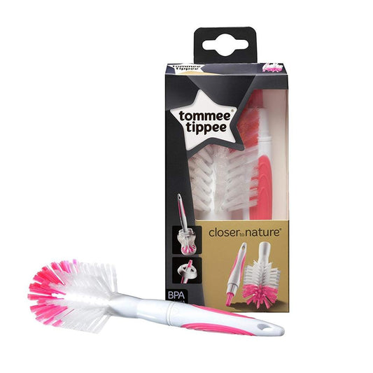 فرشاة للحلمة وزجاجة من Tommee Tippee - وردي