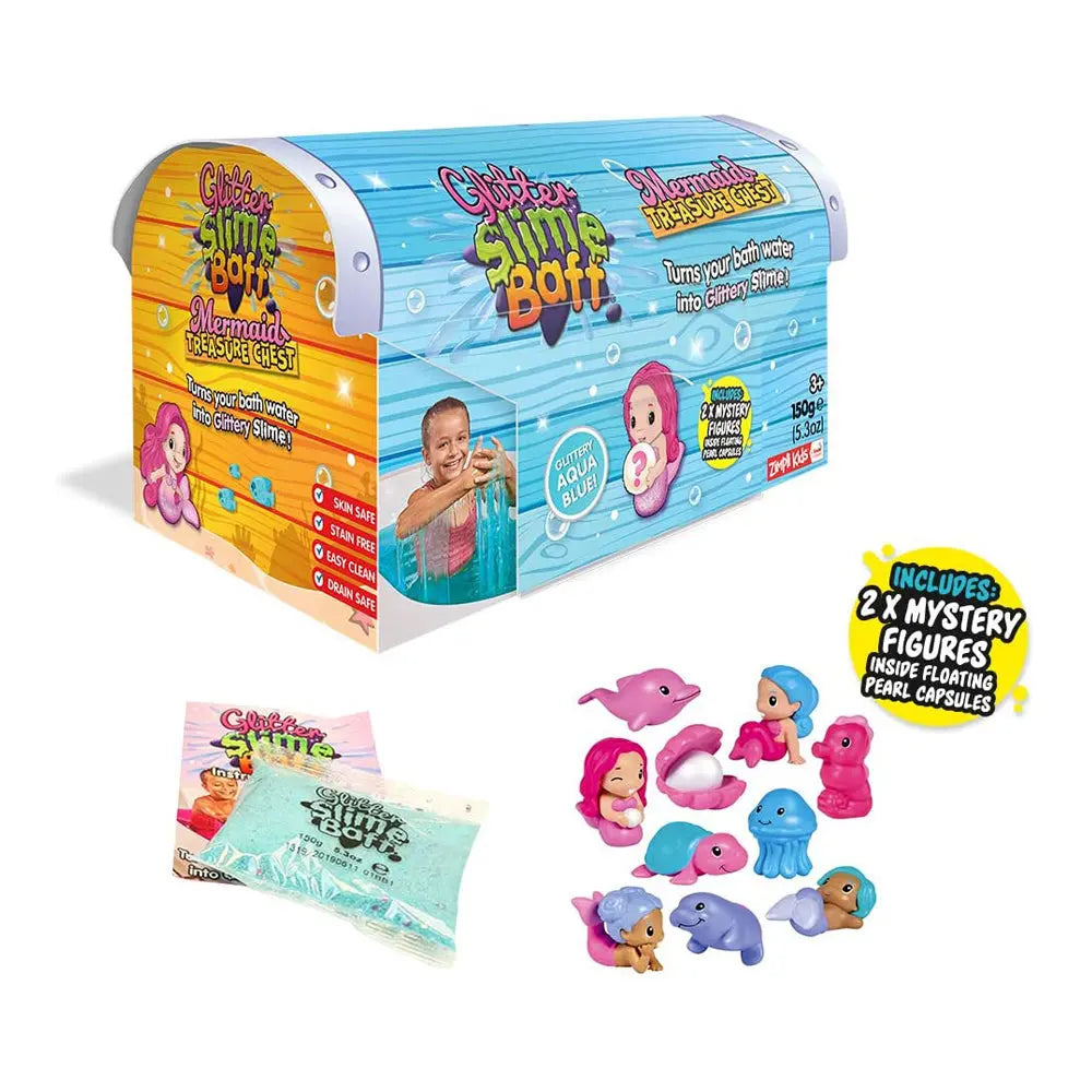 Zimpli Kids Glitter Slime Baff - Mermaid Treasure Chest - Aqua Blue Zimpli Kids