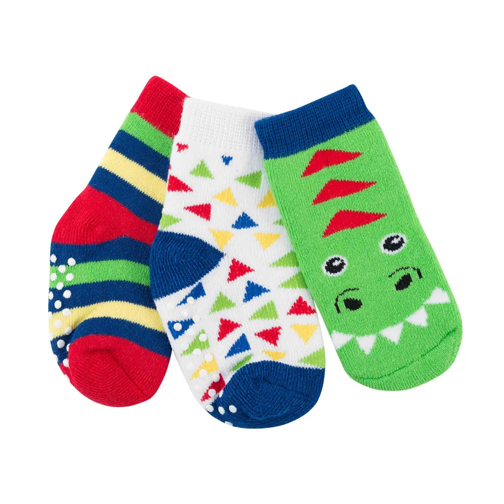 Zoocchini Baby Terry Sock set - Pack of 3 - Devin the Dinosaur (0 to 24 months) Zoocchini