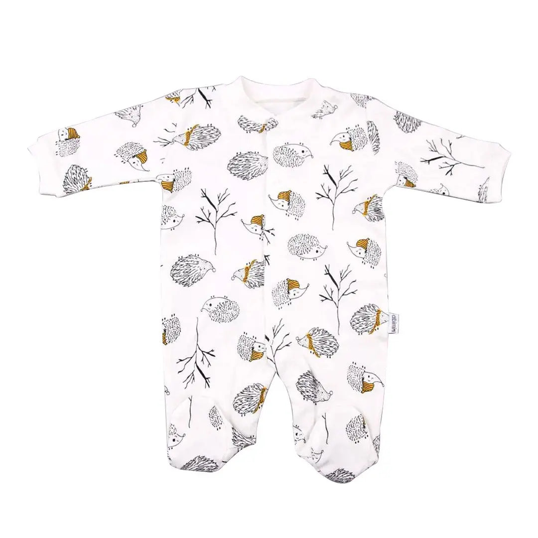 Albimini Overall Hedgehog Patterned Front Open Booties White Albimini