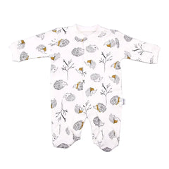 Albimini Overall Hedgehog Patterned Front Open Booties White Albimini