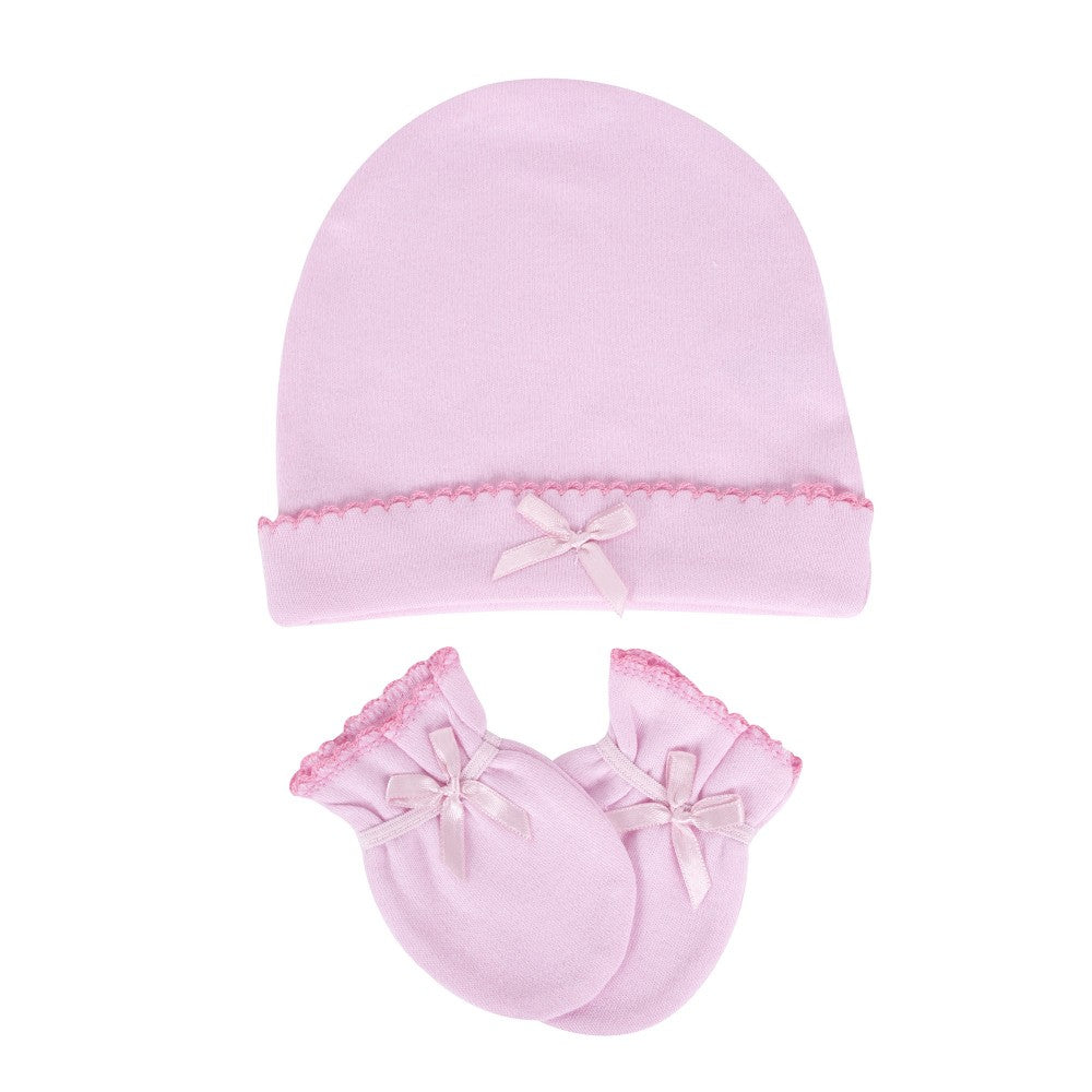 Sevi Bebe Baby Mittens and Hat Set, Pink Sevi Bebe