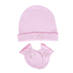 Sevi Bebe Baby Mittens and Hat Set, Pink