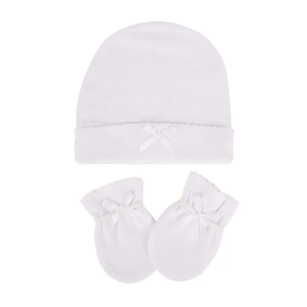 Sevi Bebe Baby Mittens and Hat Set - White Sevi Bebe