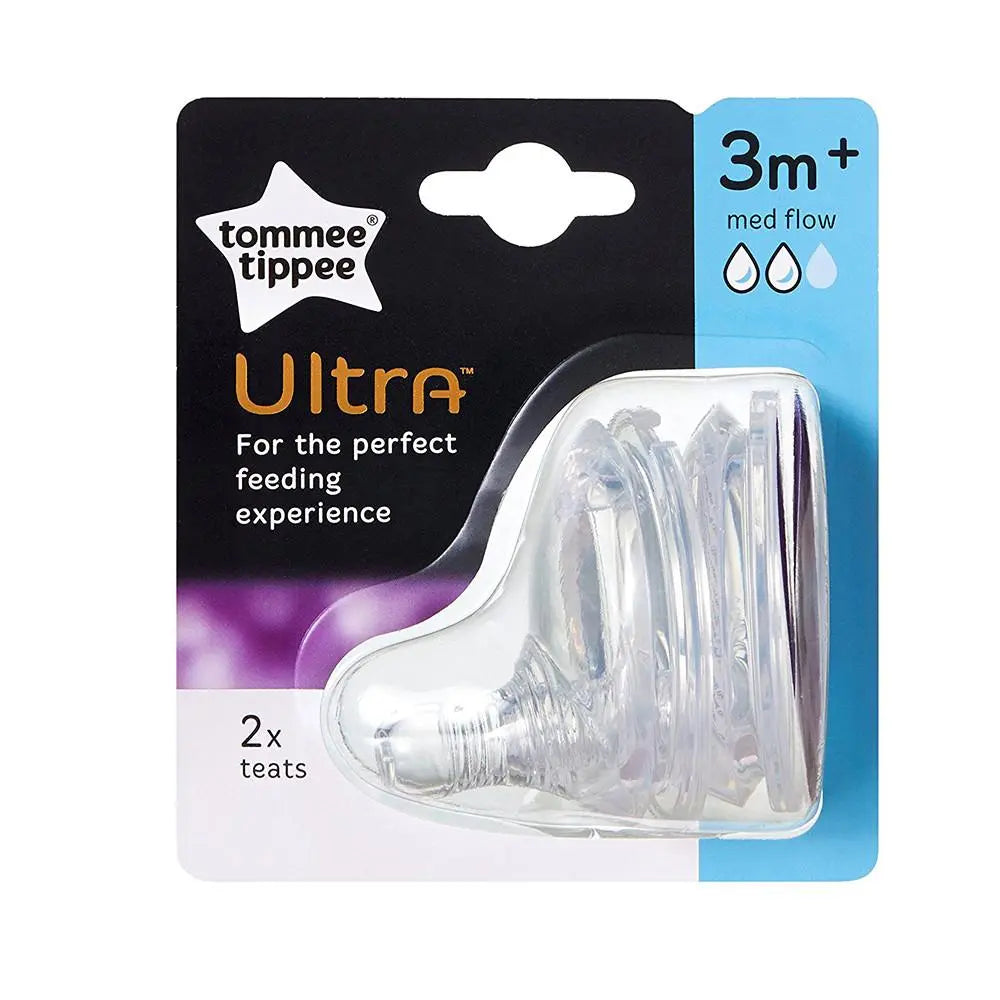 Tommee Tippee Ultra Medium Flow Nipples, (Age:3 Months+) , Pack of 2 Tommee Tippee