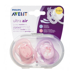 Philips Avent Soother Ultra Air 0-6 months - Mix Deco - 2 Pieces, Pink Philips Avent