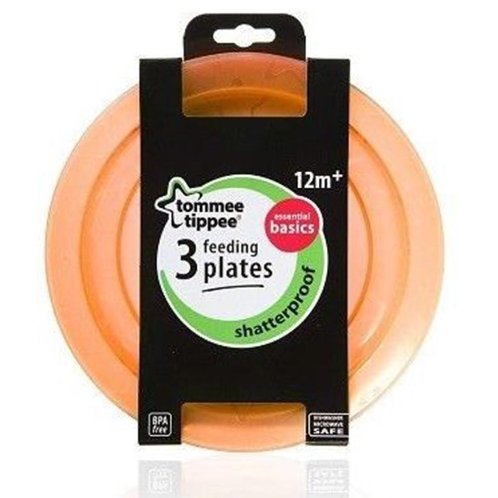 Tommee Tippee Essentials Feeding Plates, pack of 3 - Orange Tommee Tippee