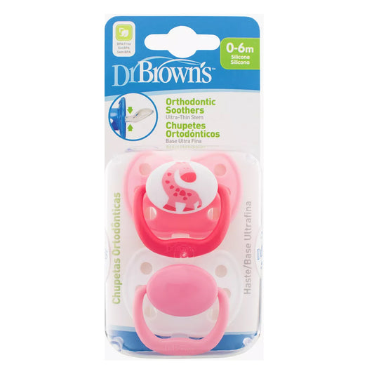 Dr Browns Ortho Classic Shield Pacifier (Stage 1) - Pink - Pack of 2 :(0-6 Months)