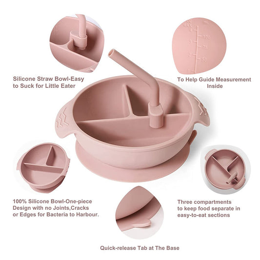 Haakaa Silicone Divided Suction Bowl - Blush