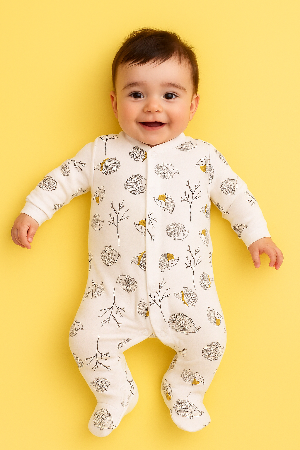 ألبيميني جوارب مفتوحة من الأمام منقوشة بشكل القنفذ باللون الأبيض