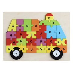 Wooden Letter Police Car Puzzle Game