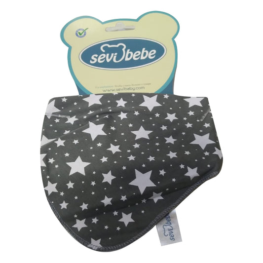 Sevi Bebe Scarf Bib - Gray Stars