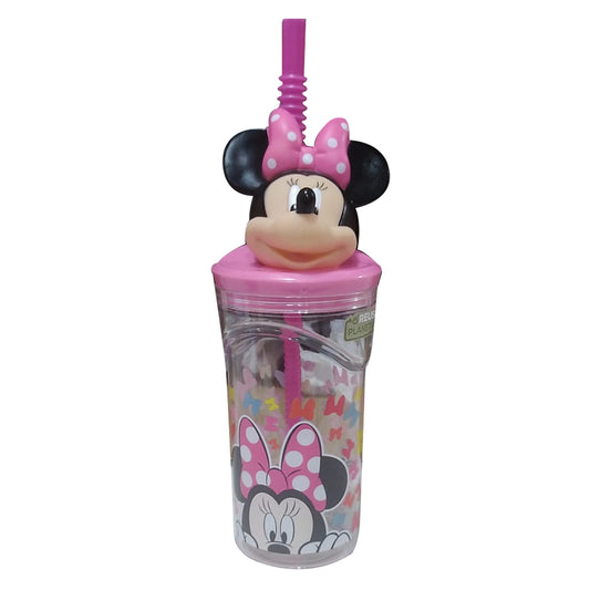 Disney Minnie Mouse 3D Head Bottle With Straw - (360 Ml)