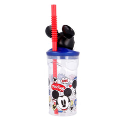 Stor Disney Mickey 3D Head Bottle With Straw Tumbler, (360Ml)