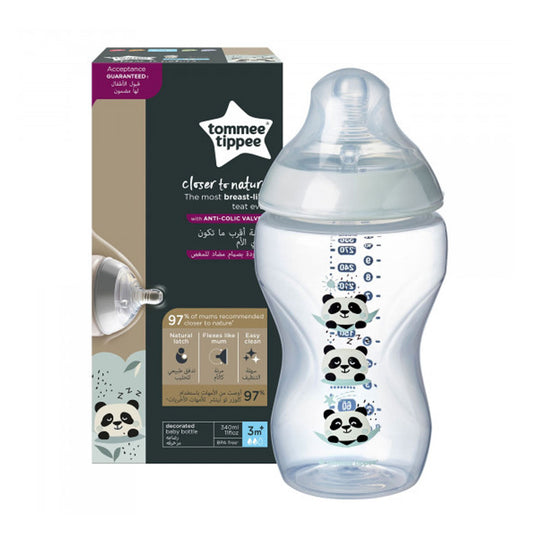 Tommee Tippee Closer to Nature Easi-Vent Decorative Feeding Bottle, (340Ml ), Pack of 1 -  Panda