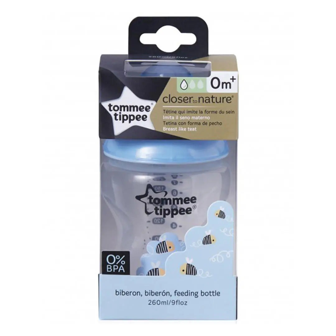 Tommee Tippee Closer to Nature Easi-Vent Decorative Blue Bottle Feeding, ( 260Ml ) Pack of 1 Tommee Tippee