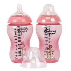 Tommee Tippee Closer To Nature Easi-Vent Feeding Bottle, 340Ml, 3 months+ - Pack of 2 -  Pink