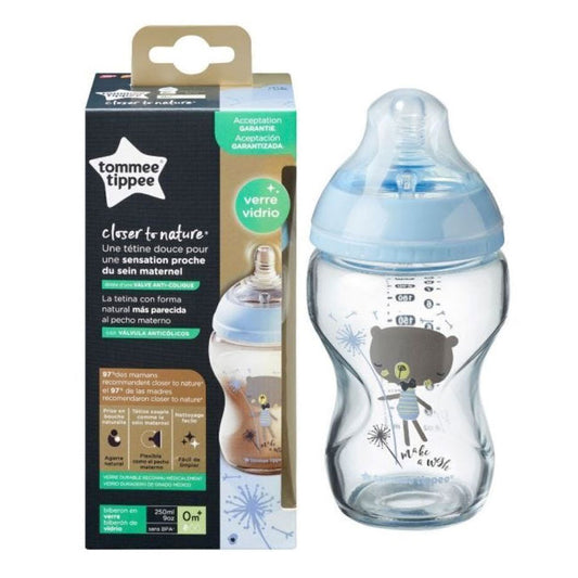 Tommee Tippee Baby Glass Bottle  (250ml )- Blue