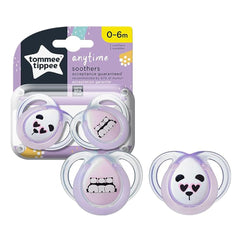 Tommee Tippee Anytime Soothers, 0-6 Months, Pack of 2 - Pink & Purple