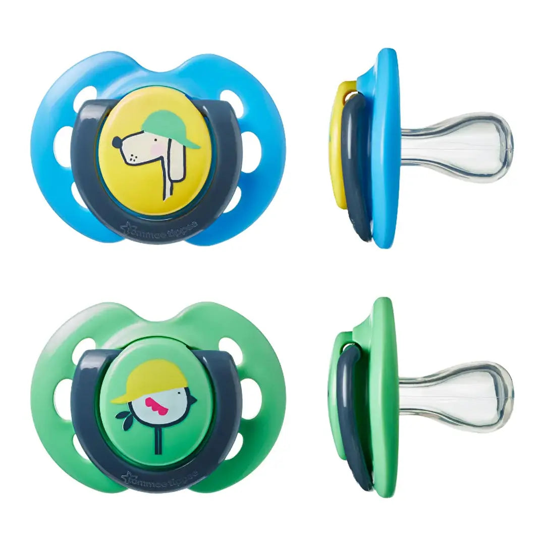 Tommee Tippee Fun Style Soothers - Pack of 2 - Green & Yellow (0-6 Months) Tommee Tippee