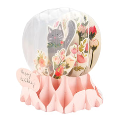 Pop Up 3D Birthday Card Botanical Cat