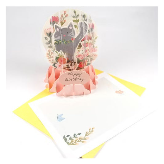 Pop Up 3D Birthday Card Botanical Cat