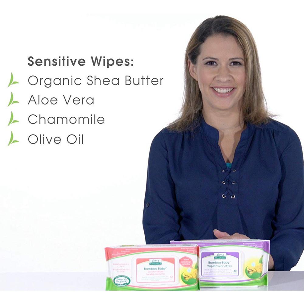 Aleva Naturals Bamboo Baby Wipes - 80 Wipes - Mama's First