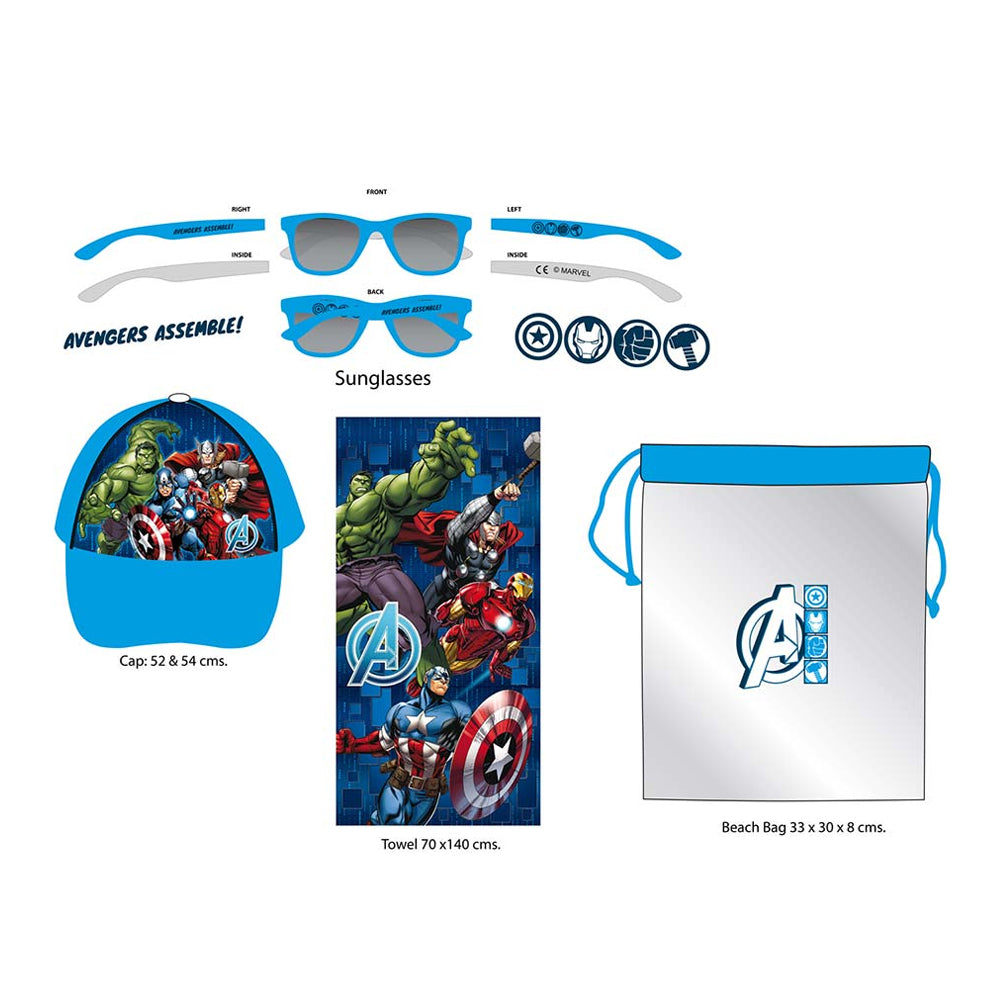 Avengers Beach Set-Bag, Towel, Caps &amp; Sunglasses