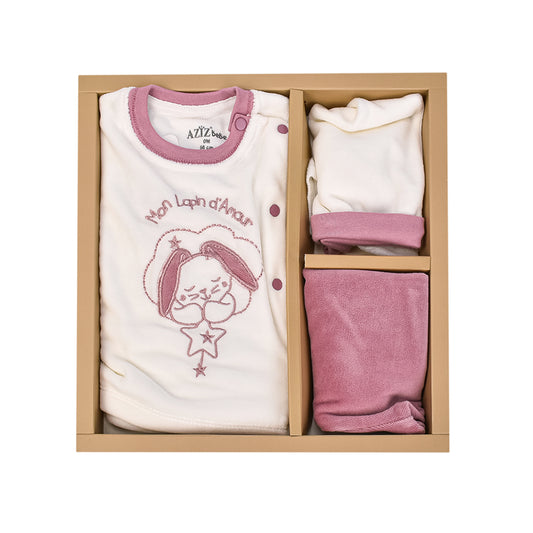 Aziz Bebe Hospital Exit Set - 5 Pieces - Pink & White