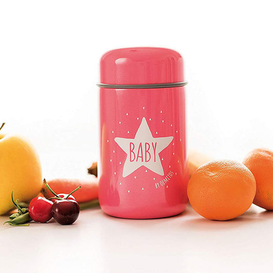 Olmitos Baby Food Container + Spoon - Pink